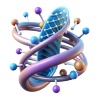 Abstract Molecular Structure 3D Render of Intertwined Helix and Atoms png