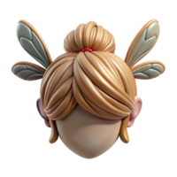 3D Render of Fairy like Character with Blonde Bun and Wings png