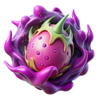 Abstract 3D Render Pink Fruit in Purple Nebula png