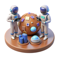 Astronauts Exploring a Planetary Surface with Data Tablets png