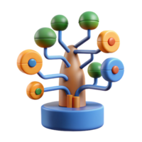 Abstract 3D Colorful Network Tree Structure png