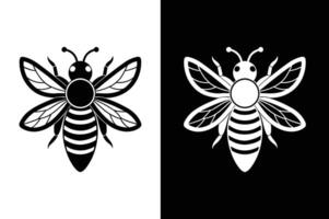 Honey bee simple silhouette flat icon isolated on white black background. Bee icon vector