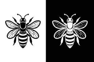Honey Bee Icon. Simple Silhouette for Black and White Designs vector