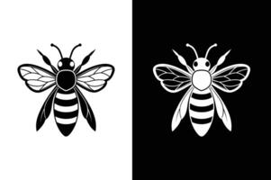 Bee icon symbol silhouette of a honey bee sign. illustration. Simple black and white icon vector