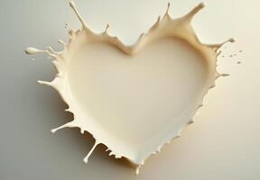 Heart-Shaped Milk Splash Art with Creamy Texture and Fluid Dynamics Represents Love and Romance in Abstract Conceptual Design for Valentine's Day or Creative Marketing Campaigns with 3D Visuals photo