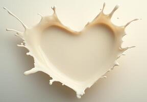 Heart Shape Splash Milk Isolated on White Background, Symbol of Love and Romance, Abstract Art Design Element, Perfect for Valentine's Day, Creative Dairy Concept, Artistic Liquid Movement photo