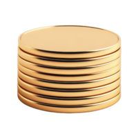Gold coin stack render icon for digital assets showcase png