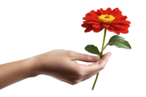 Hand holding flower nature concept png