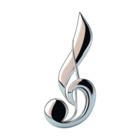 Shiny silver music note render icon in 3d design png