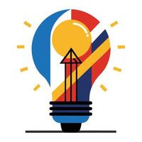 Innovative Idea Growth Upward Trending Lightbulb in bauhaus style vector