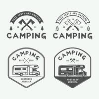 Pack of Classic Camping, Wilderness, and Adventure Logos, Badges, Emblems, Labels, and Design Elements. vector
