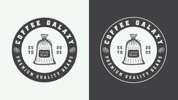 Set of Classic Coffee Logos, Labels, Emblems, Badges, and Marks. Monochrome Woodcut Design vector