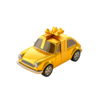 Gold Car with Bow on Transparent Background png