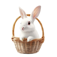 Easter Bunny in Basket on Transparent Background png