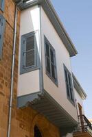A balcony type oriel,bow window in the historic part of town Nicosia photo