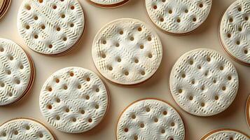 A bunch of biscuits are arranged in a pattern photo