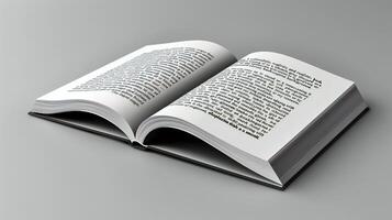 An open book on a gray background photo