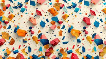 A colorful pattern of paper with many different colored pieces photo