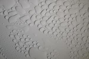 close up of water droplets on white background, macro, shallow depth of field, water drops photo