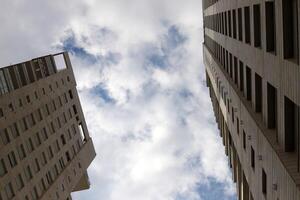 white clouds are floating across the sky photo