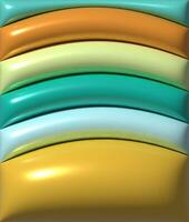 Yellow and green waves with shiny smooth surface, 3D rendering illustration photo
