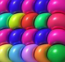 Multicolored round shapes with shiny smooth surface, 3D rendering illustration photo