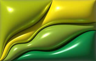 Soft shiny wavy green convex shapes, 3D rendering illustration photo