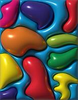 Multicolored wavy inflated figures with smooth shiny surface, 3D rendering illustration photo