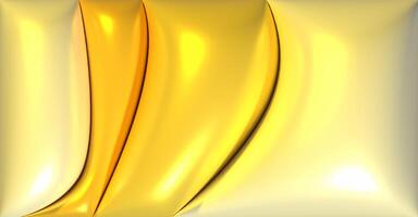 Abstract image with smooth yellow wavy lines with a glossy effect, sense of three-dimensionality and iridescence, 3D rendering illustration photo
