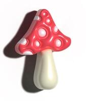 Baby rattle fly agaric mushroom on isolated background, 3D rendering illustration photo
