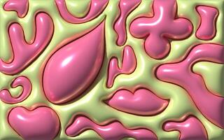 Inflated pink figures with shiny soft surface, 3D rendering illustration photo