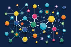Network of interconnected nodes and pathways vector