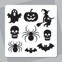 Cute Halloween characters and objects including a witch pumpkins bats ghosts and a candle vector