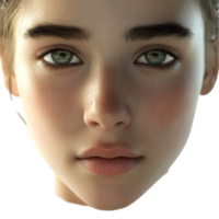 Woman's Face with Green Eyes on Transparent Background png