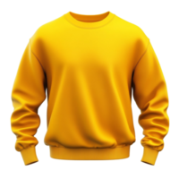 Front View of Yellow Sweatshirt Mockup with Transparent Background png