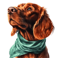 Dog Wearing Green Scarf on Head Transparent Background png