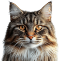 Black and White Long-Haired Cat Isolated on White Background png