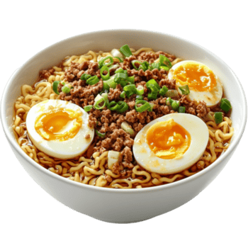 ramen tallarines con carne y huevos en un cuenco en transparente antecedentes png