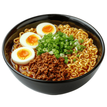 ramen tallarines con carne, huevos, y vegetales en transparente antecedentes png