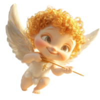 Cupid Angel with Arrow in Hand Hovering in Air on Transparent Background png