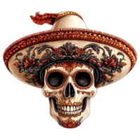 Skull with Sombrero on Transparent Background png