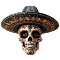 Skull Wearing a Sombrero on Transparent Background png