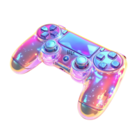 Futuristic glowing game controller with neon buttons png