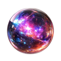Cosmic glowing sphere with vibrant starry patterns png