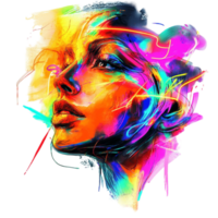Abstract Colorful Portrait On Transparent Background. png