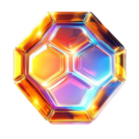 Hexagonal Glass Object with Rainbow-Colored Background on Transparent Background png