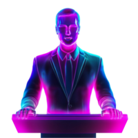 Elegant businessman figure glowing with vibrant futuristic colors png