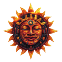 Radiant celestial sun with glowing tribal patterns png