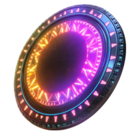 Circular Object with Neon Lights on Transparent Background png