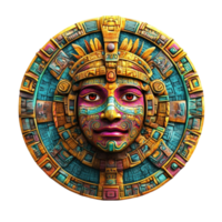 Ancient golden mask with glowing neon details png